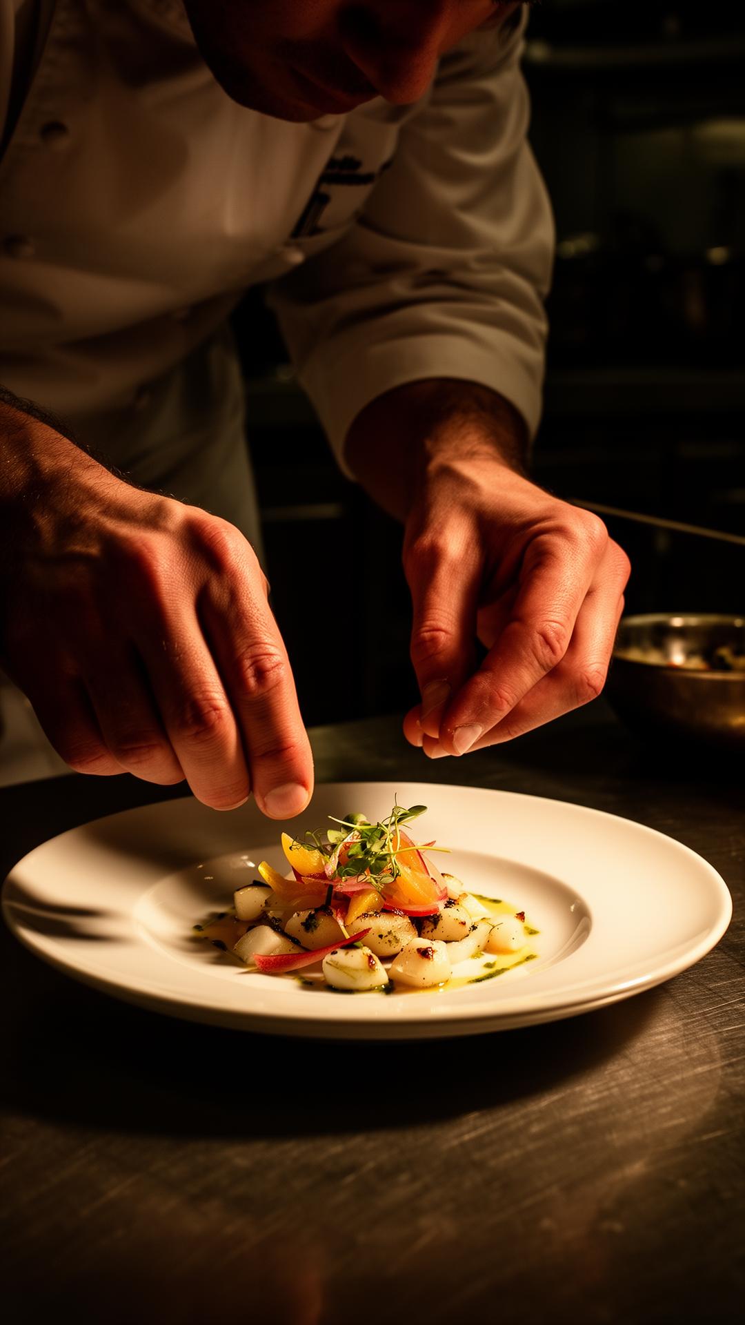 Chef plating in the MOLO kitchen